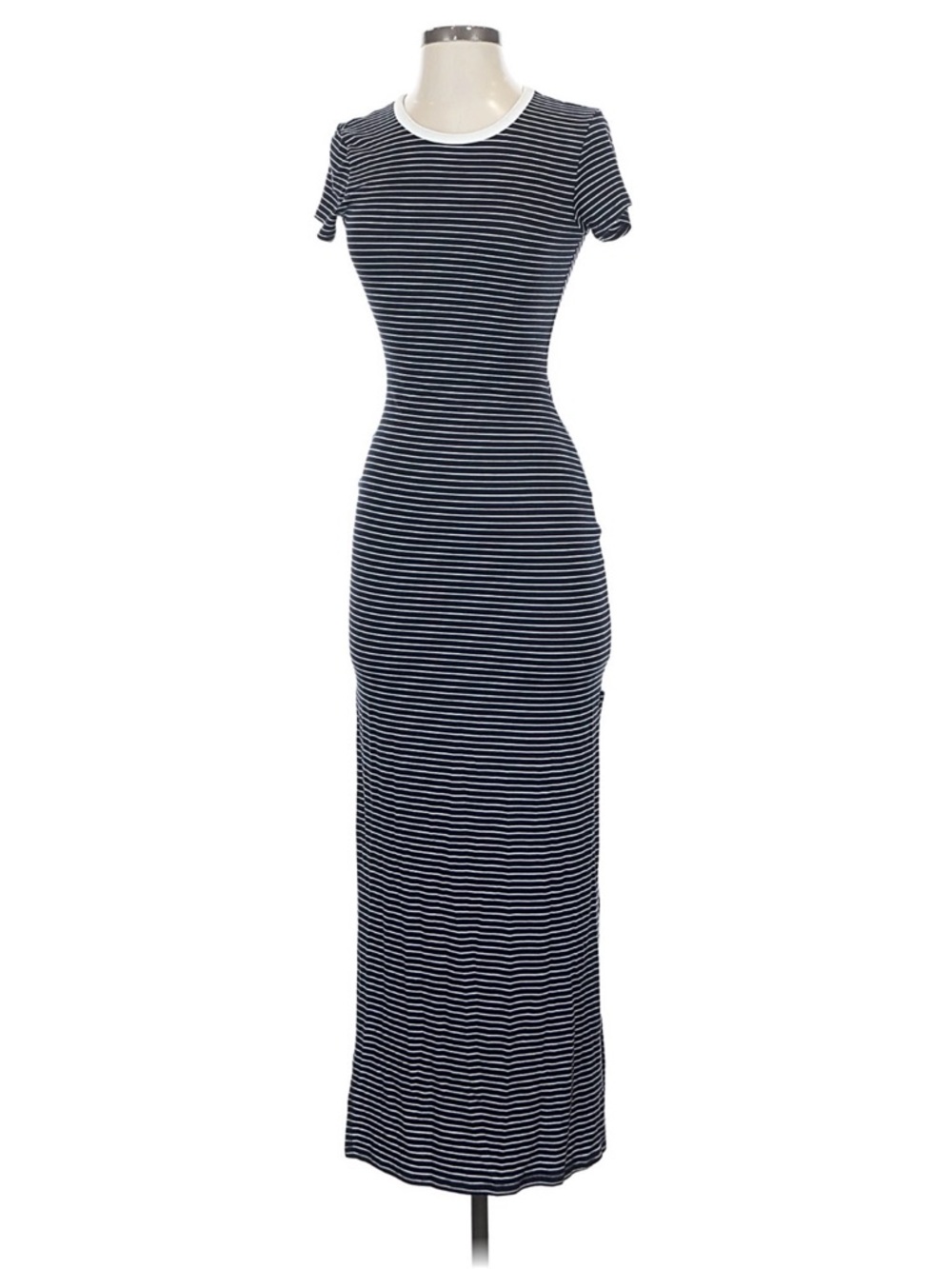 Olivia Rae Navy & White Striped Short-Sleeve Maxi Dress S